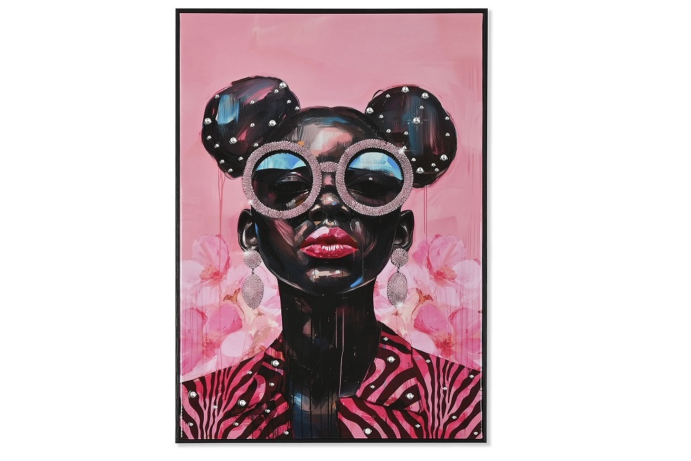 CUADRO LIENZO PS 50X3X70 CHICA GAFAS ROSAS